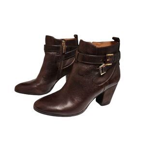 LOUISE ET CIE Women's Lo-Vianne Brown Leather Zip Ankle Boots Booties 9 M